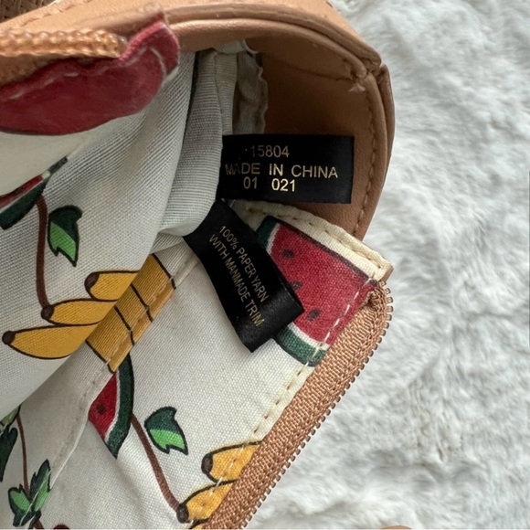 ETIENNE AIGNER Watermelon and Fruit Print Paper Yarn Tote Bag - Picture 6 of 15